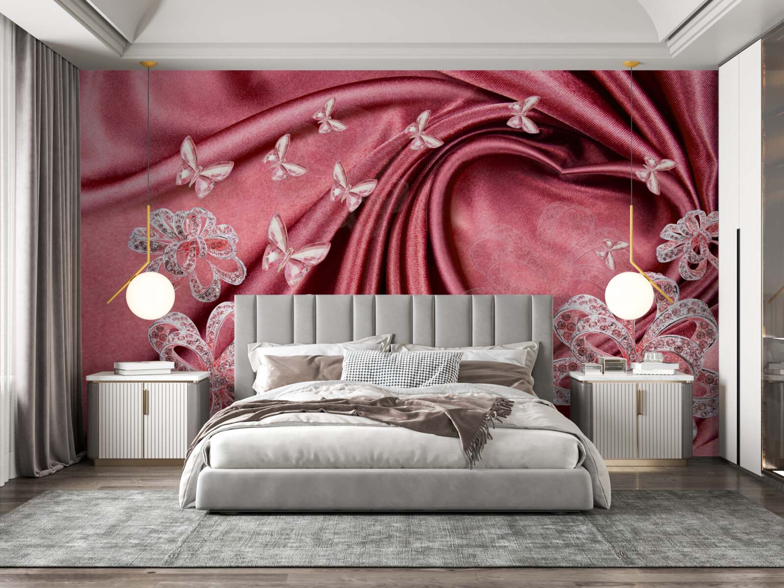 Фотошпалери квіткові прикраси на шовку