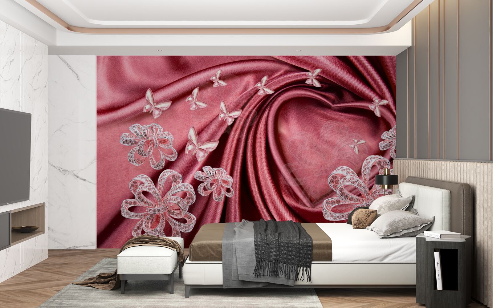 Фотошпалери квіткові прикраси на шовку