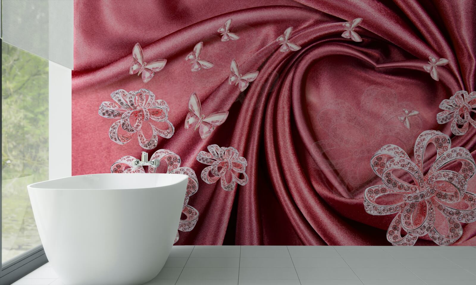 Фотошпалери квіткові прикраси на шовку