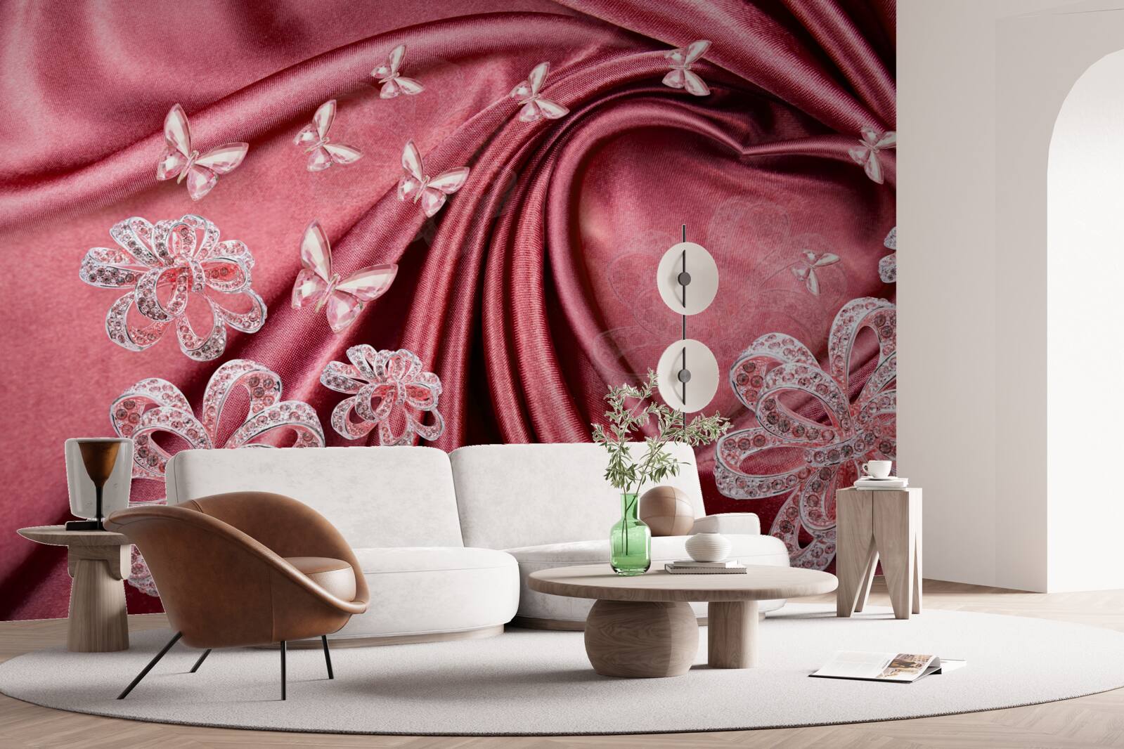 Фотошпалери квіткові прикраси на шовку