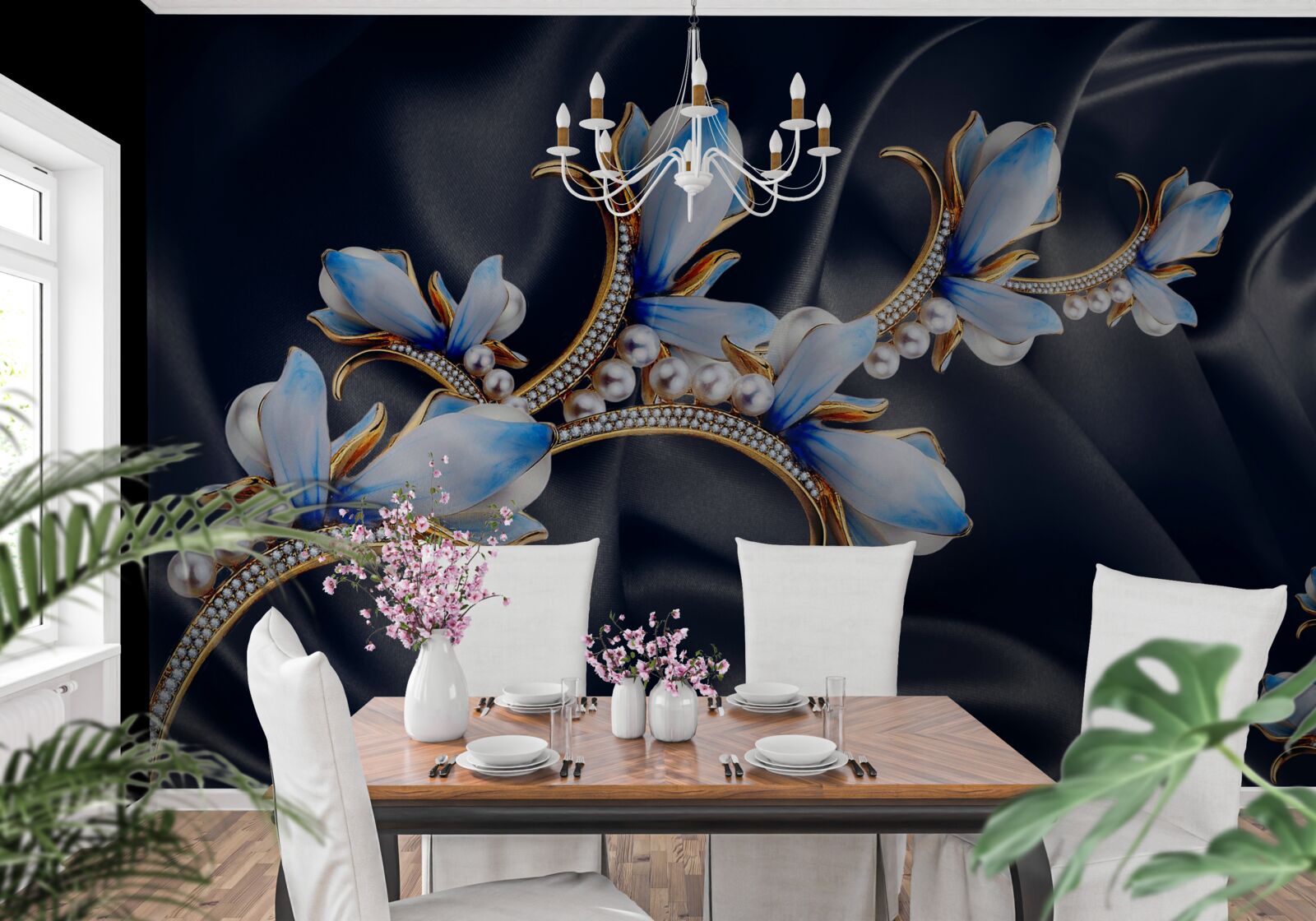 Фотошпалери гілки магнолії, яка ще не розкрила свої блакитні квіти