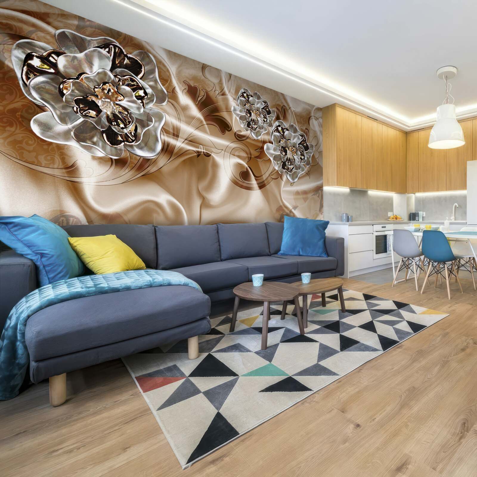 Фотошпалери чаклунська гра зі стразами на персиковому шовку