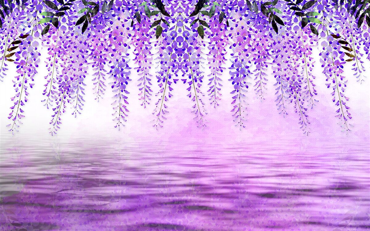 Фотошпалери гліцинія з фіолетовим відтінком на тлі того ж кольору