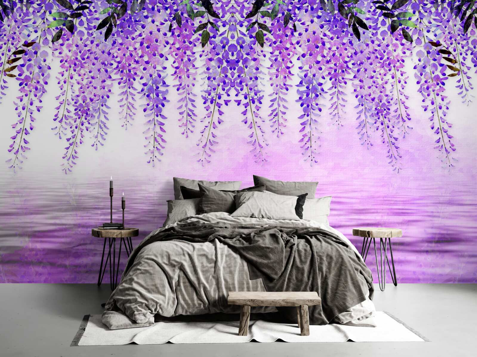 Фотошпалери гліцинія з фіолетовим відтінком на тлі того ж кольору
