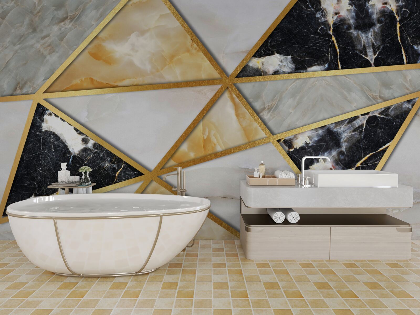 Фотошпалери мармурове тло з геометричним візерунком
