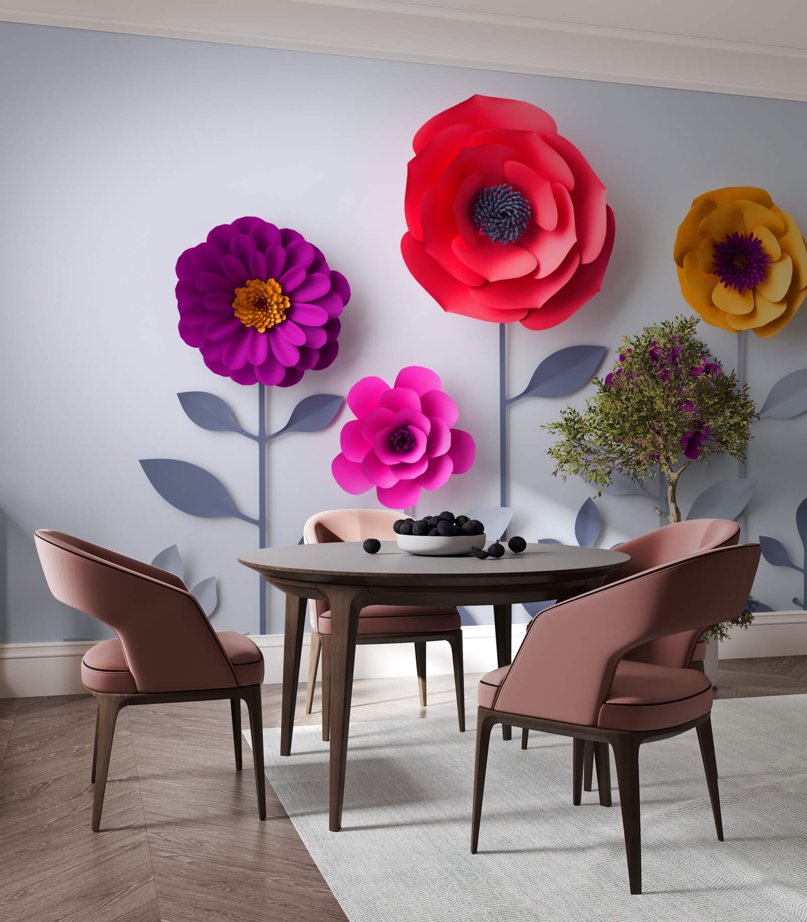 Фотошпалери різнокольорові квіти