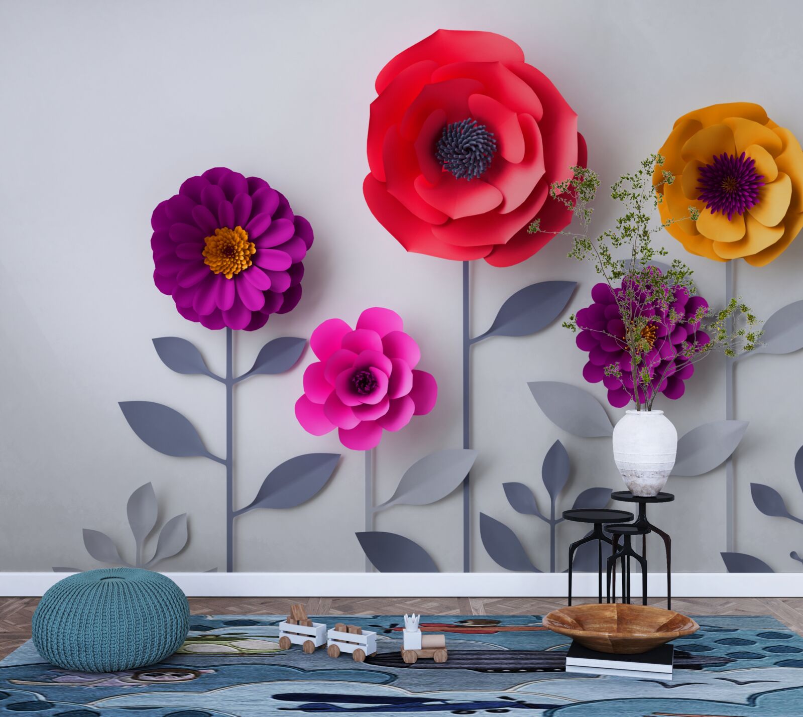 Фотошпалери різнокольорові квіти