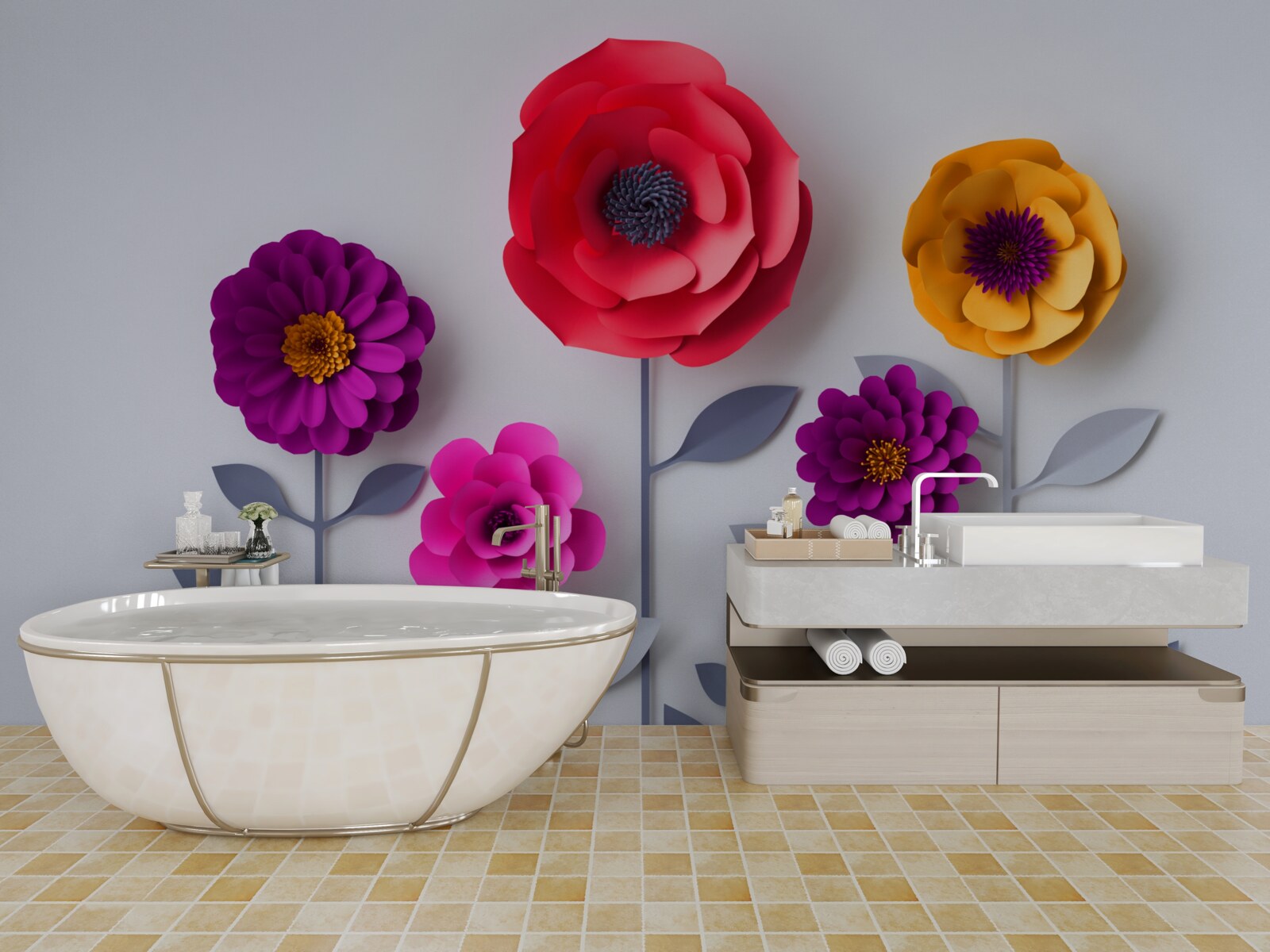 Фотошпалери різнокольорові квіти