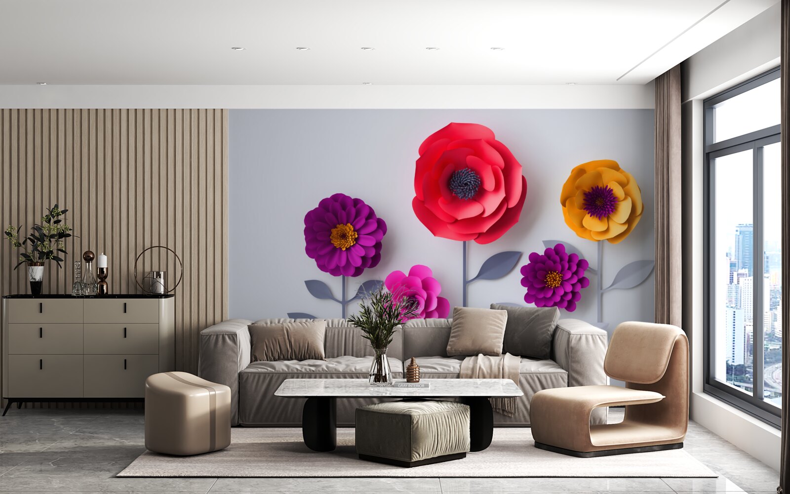 Фотошпалери різнокольорові квіти