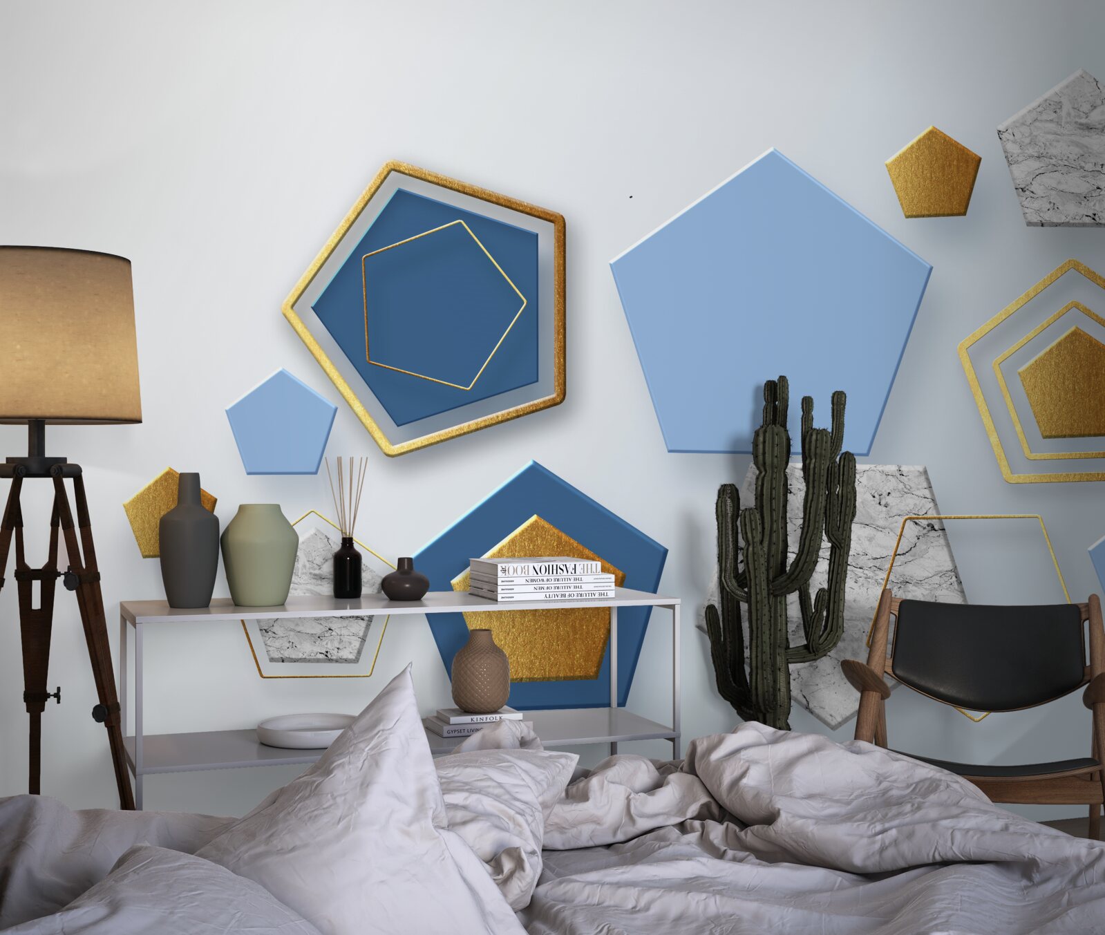 Фотошпалери шестикутники в різних колірних відтінках