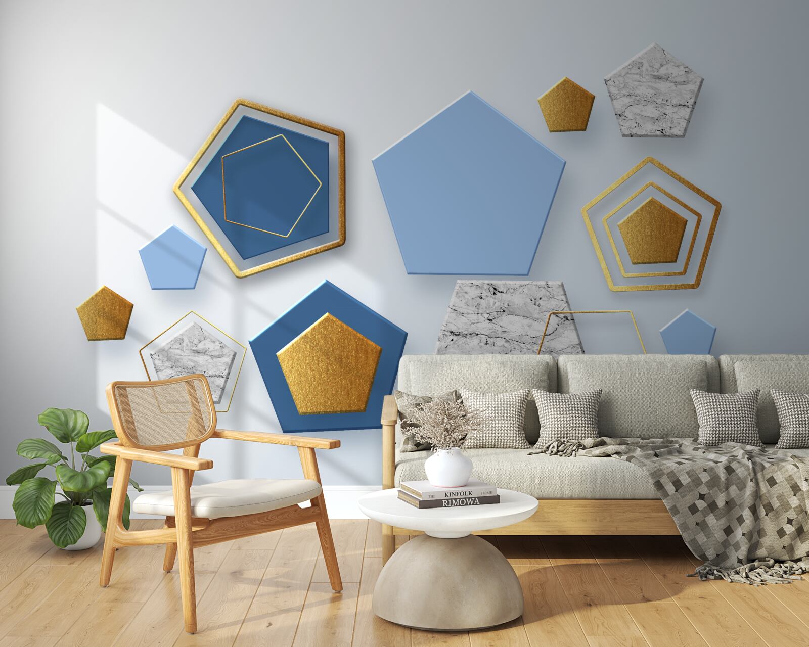 Фотошпалери шестикутники в різних колірних відтінках