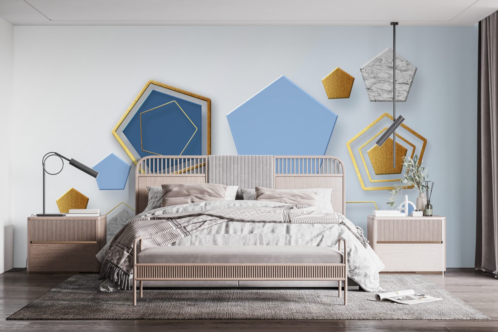 Фотошпалери шестикутники в різних колірних відтінках