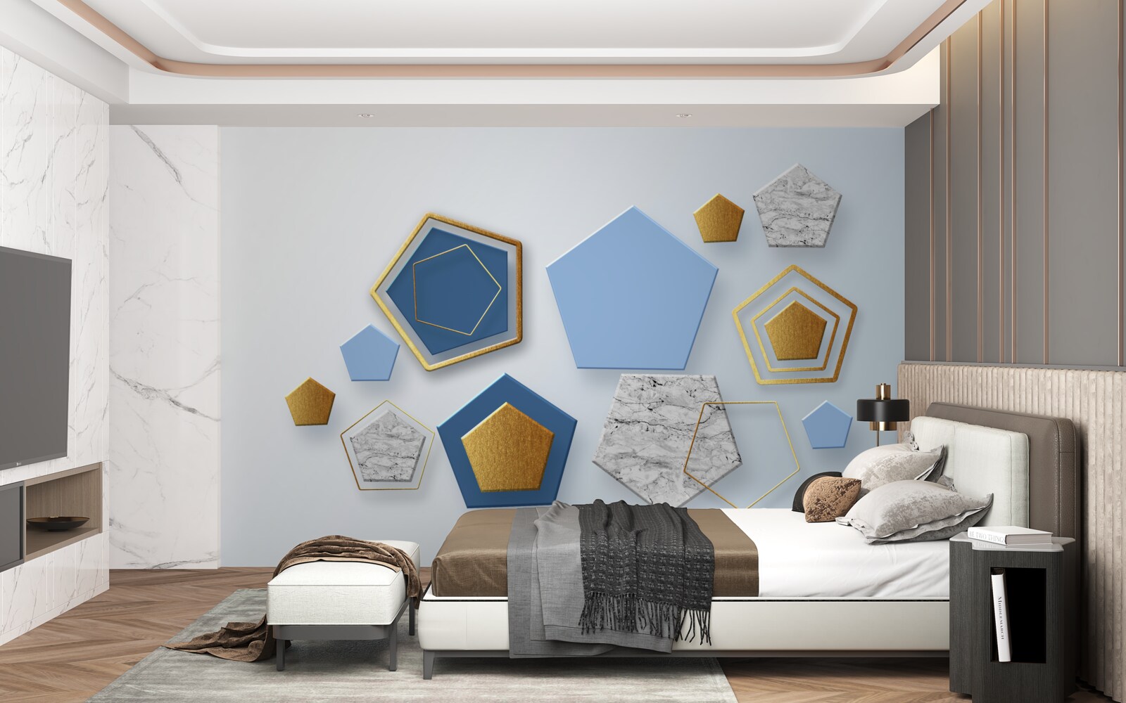 Фотошпалери шестикутники в різних колірних відтінках