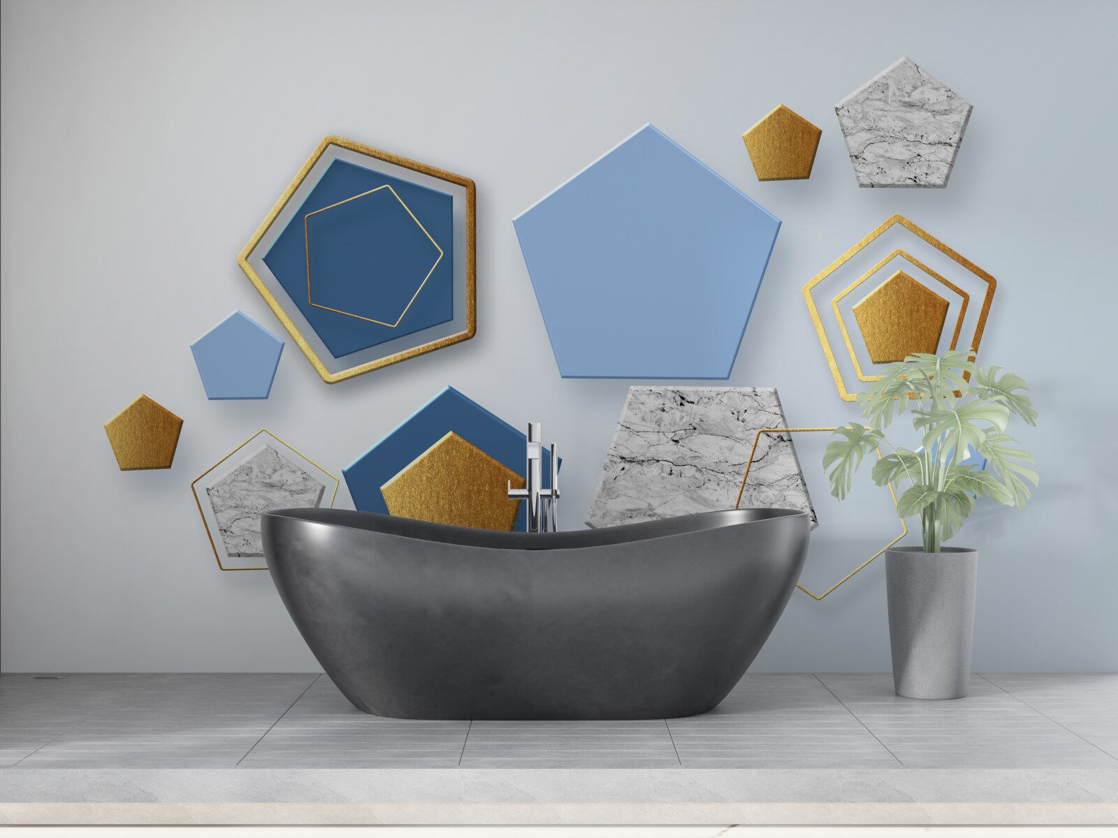 Фотошпалери шестикутники в різних колірних відтінках