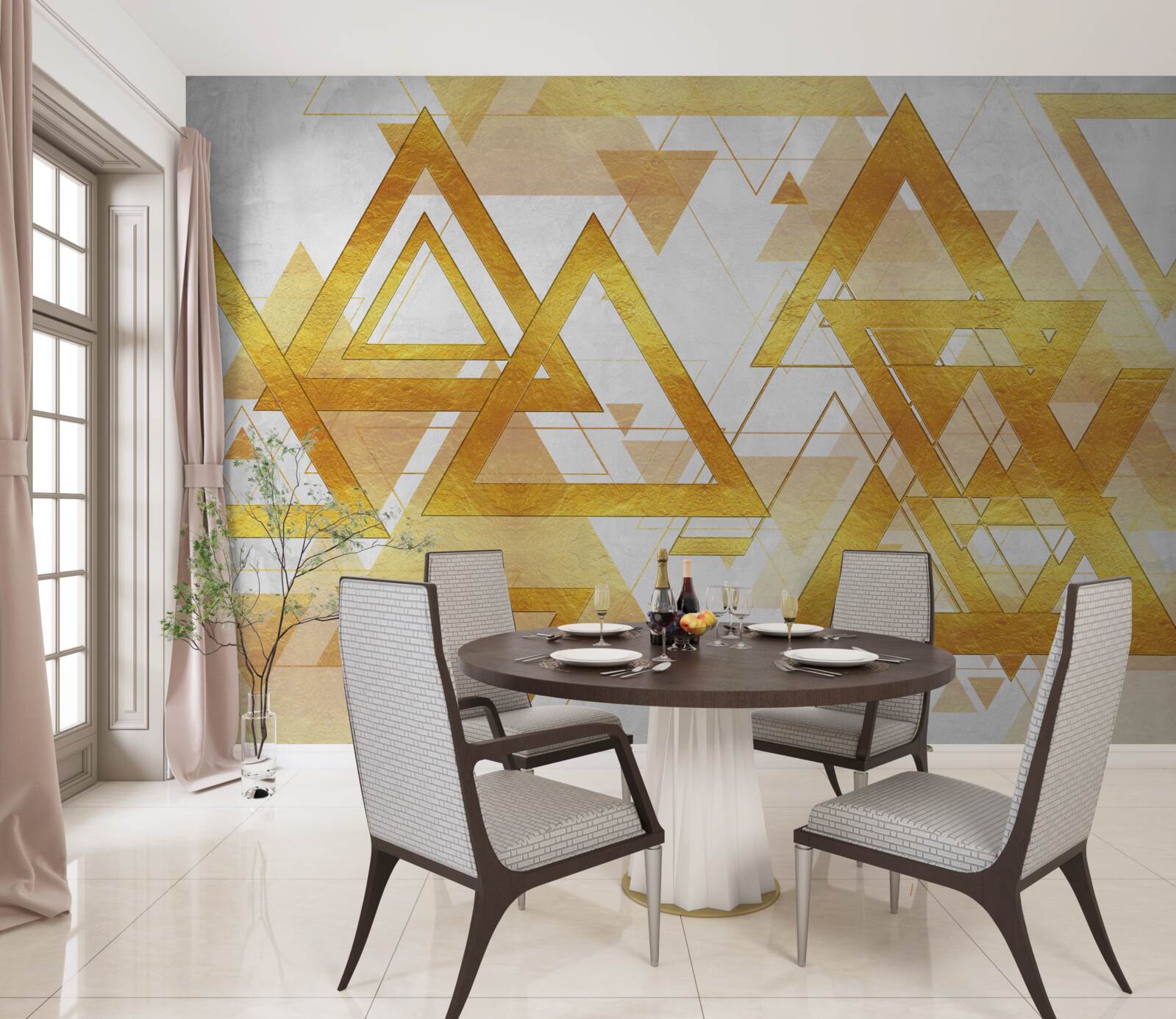 Фотошпалери маса золотих трикутників