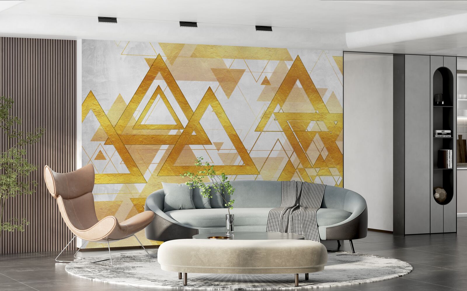 Фотошпалери маса золотих трикутників