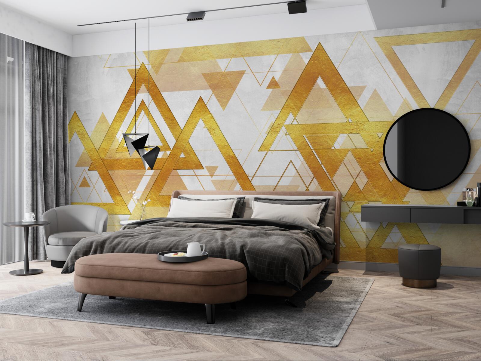 Фотошпалери маса золотих трикутників