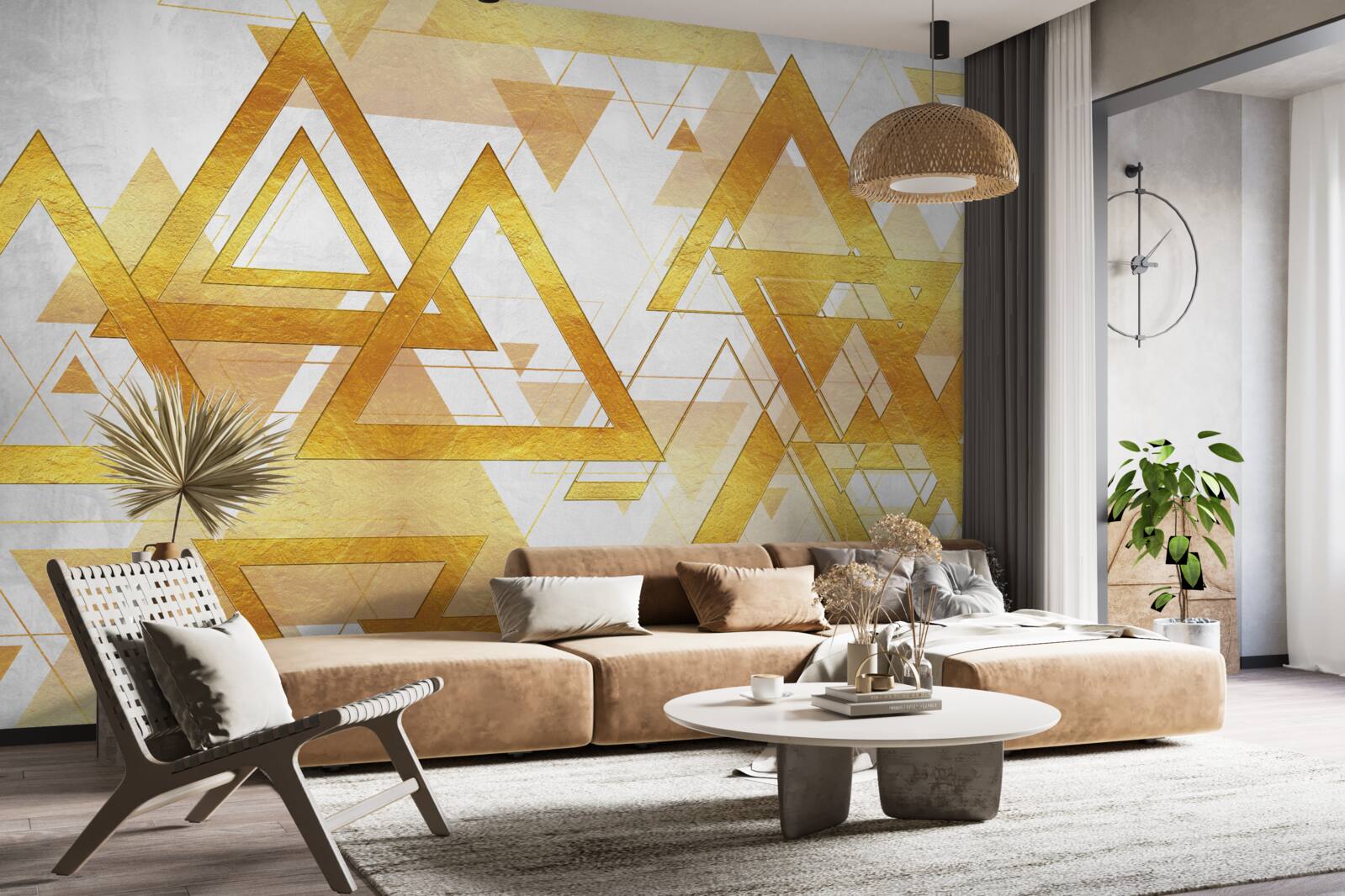 Фотошпалери маса золотих трикутників