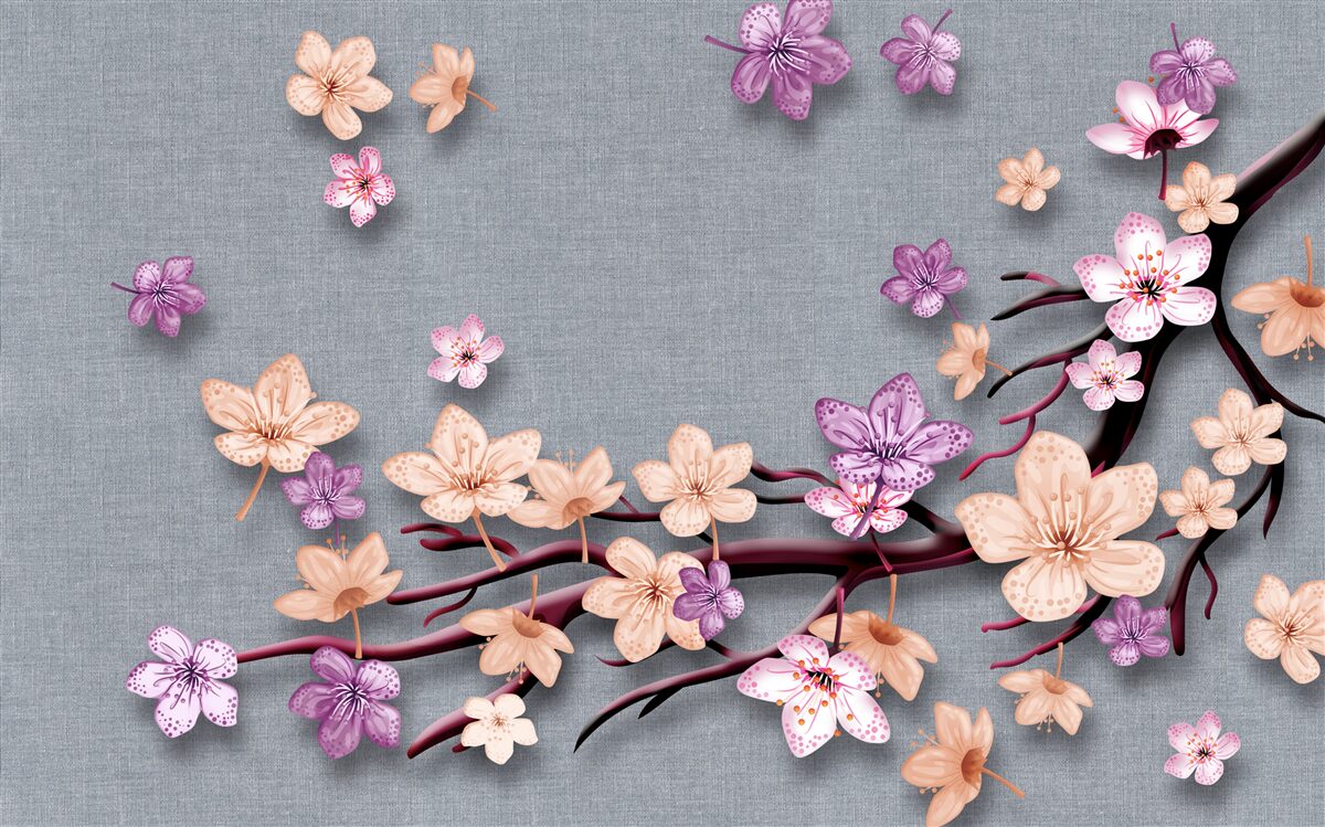 Фотошпалери гілка прикрашена дрібними квітами