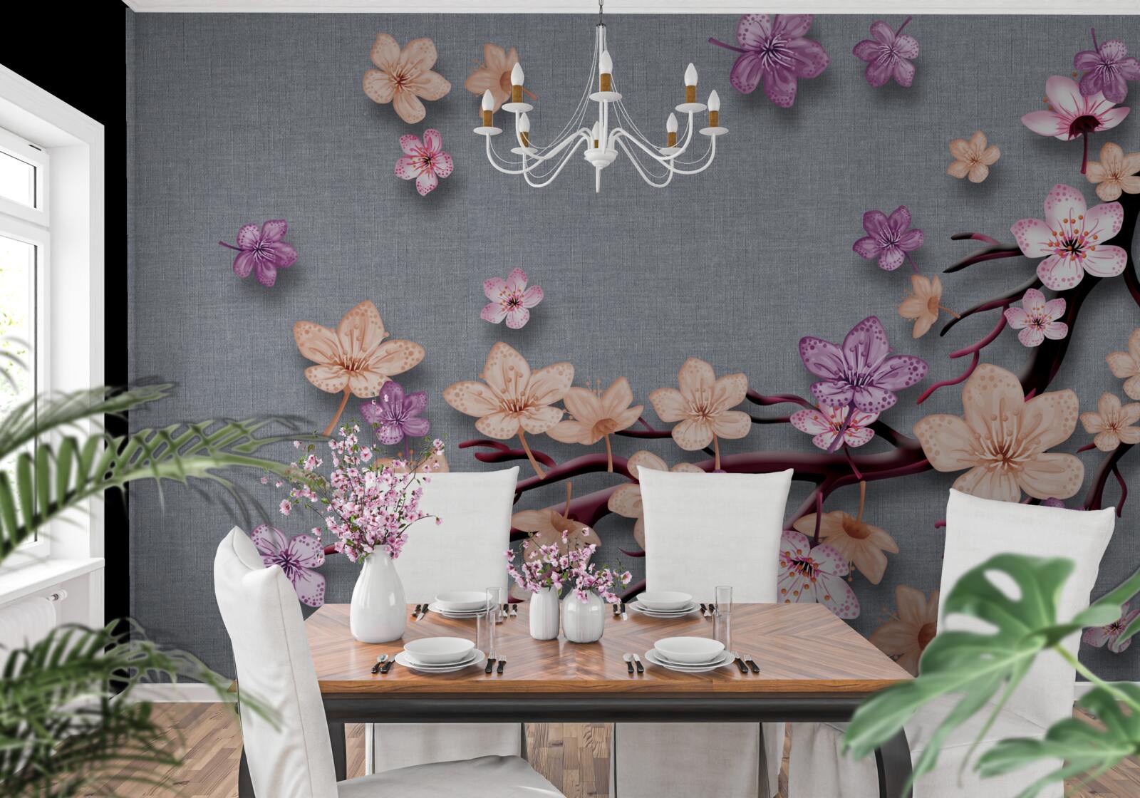 Фотошпалери гілка прикрашена дрібними квітами