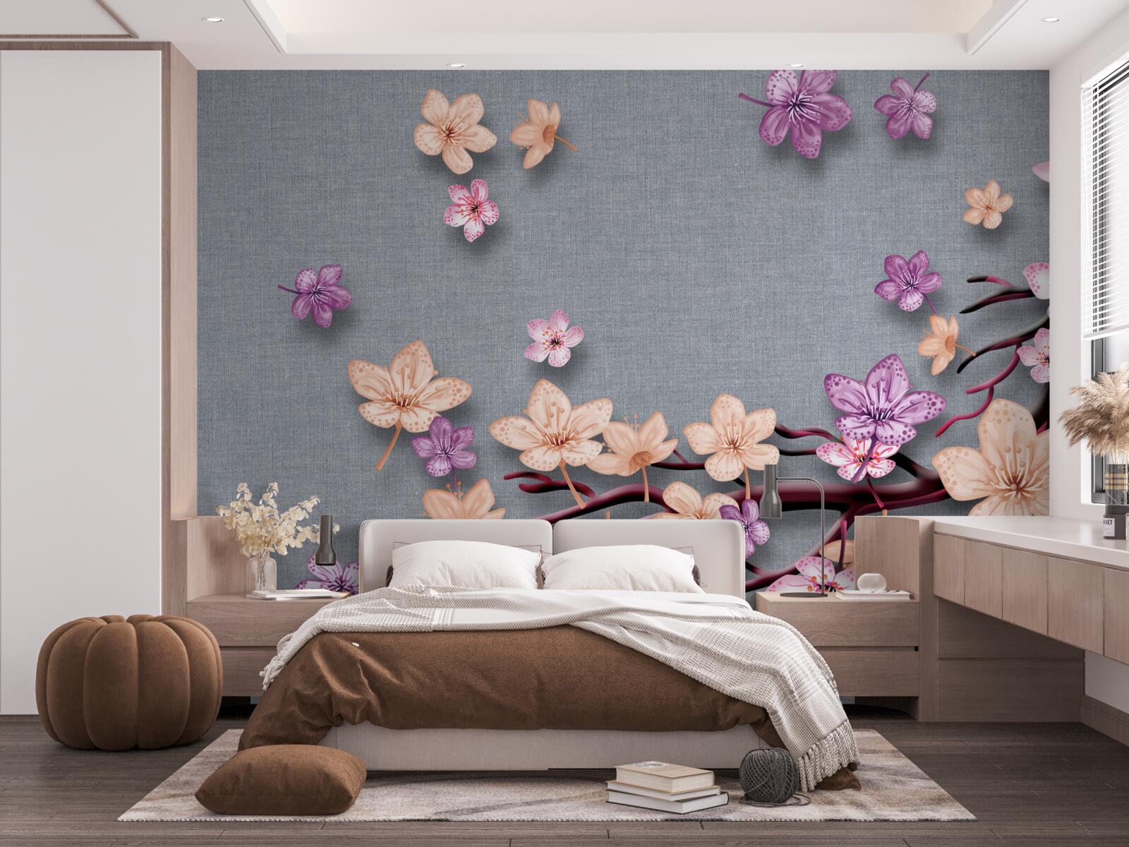 Фотошпалери гілка прикрашена дрібними квітами