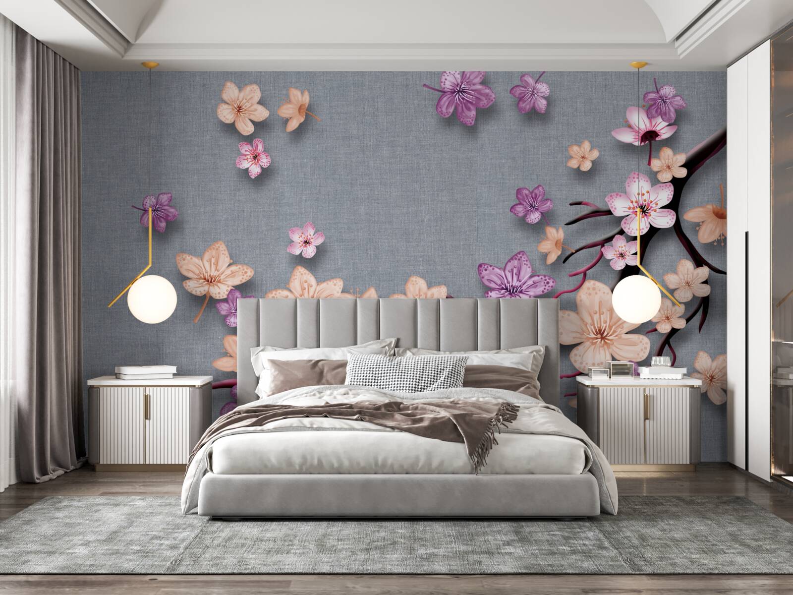 Фотошпалери гілка прикрашена дрібними квітами