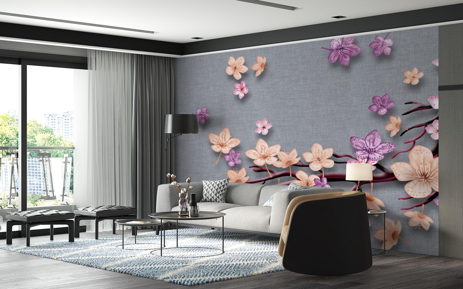 Фотошпалери гілка прикрашена дрібними квітами