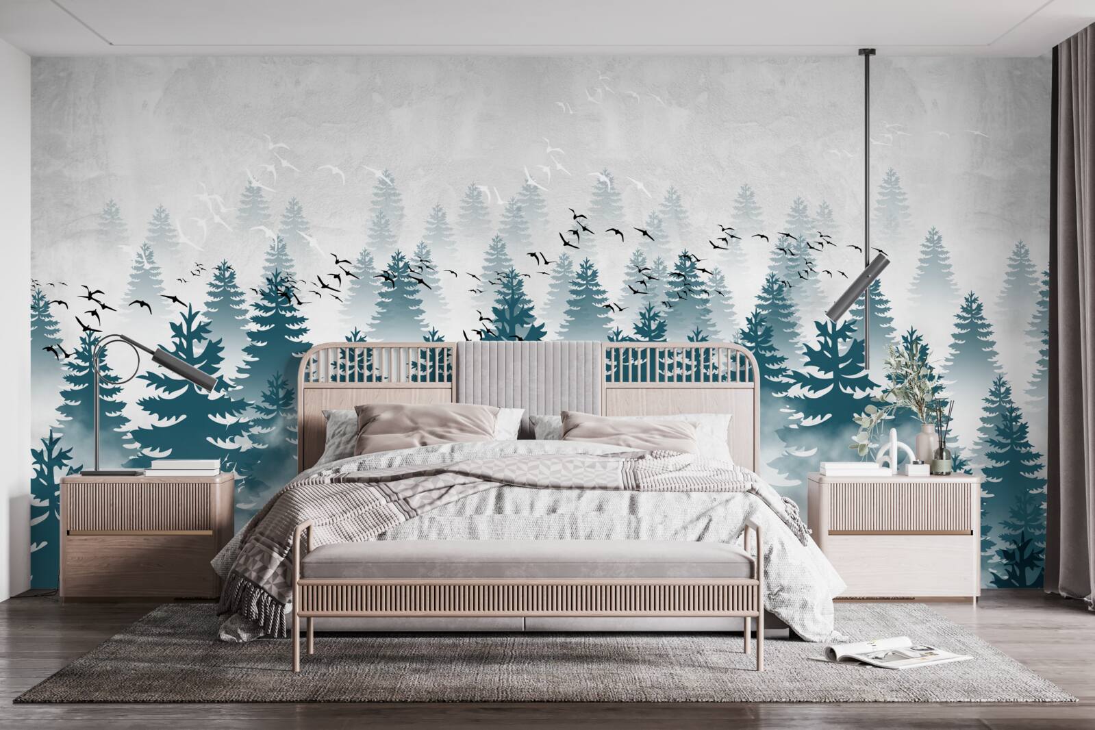 Фотошпалери туманна пелена огорнула хвойний гай