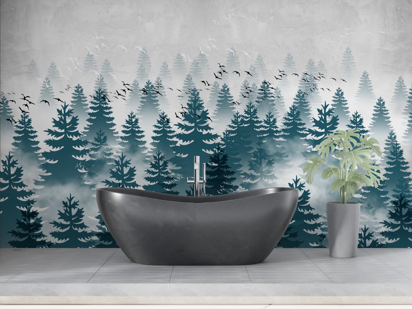 Фотошпалери туманна пелена огорнула хвойний гай