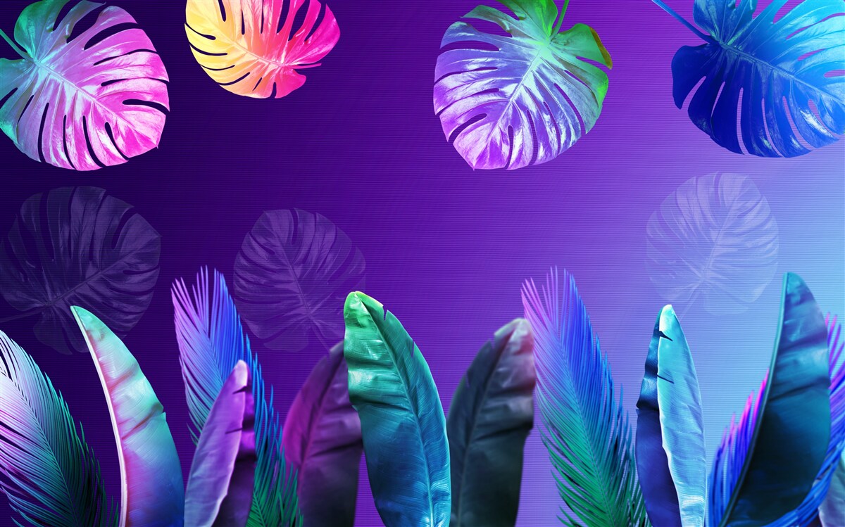 Фотошпалери тропічне листя в градієнтних відтінках