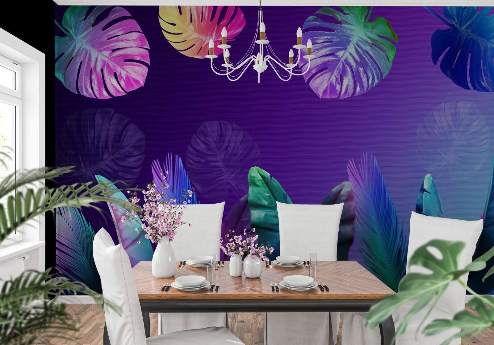 Фотошпалери тропічне листя в градієнтних відтінках