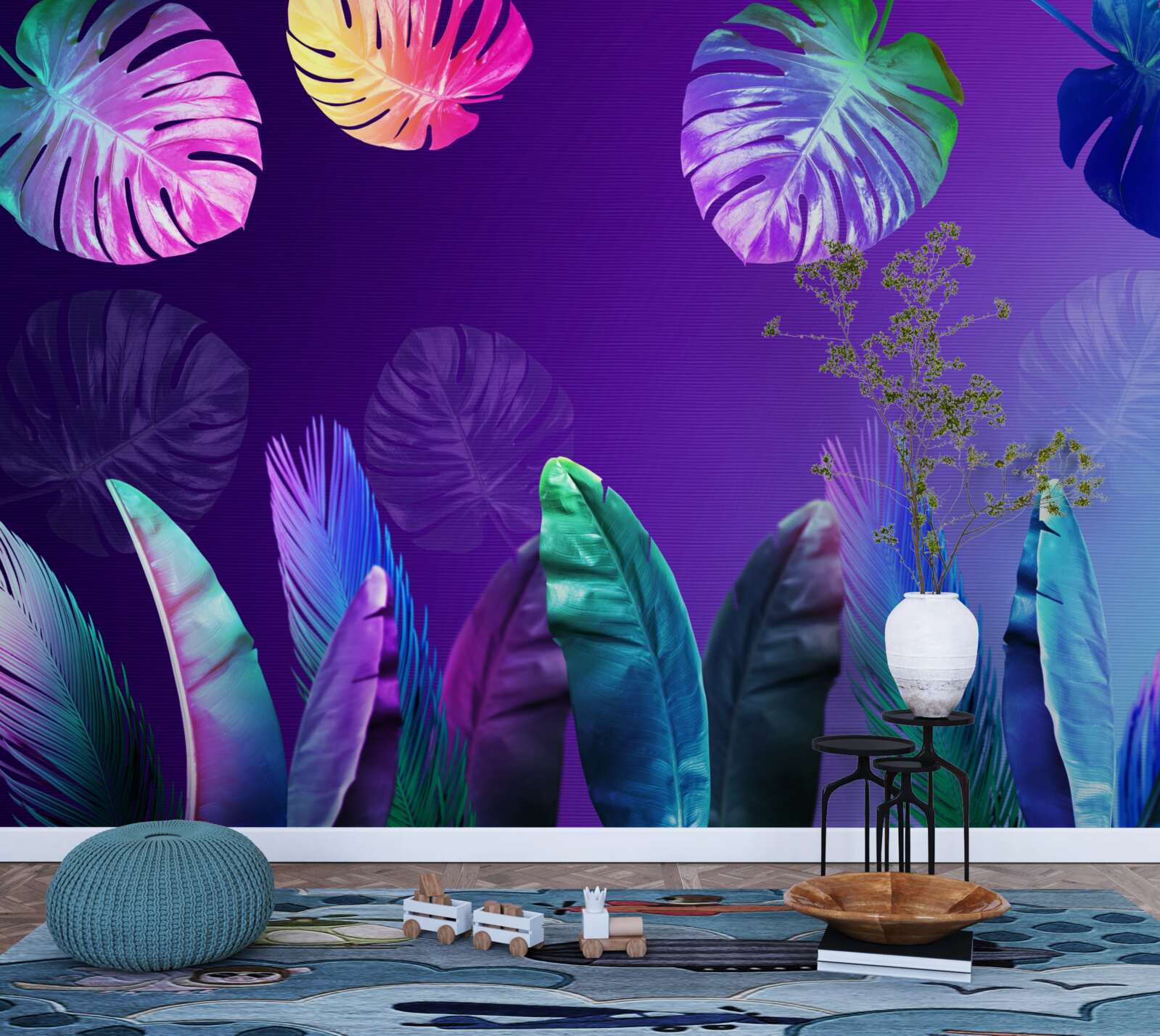 Фотошпалери тропічне листя в градієнтних відтінках