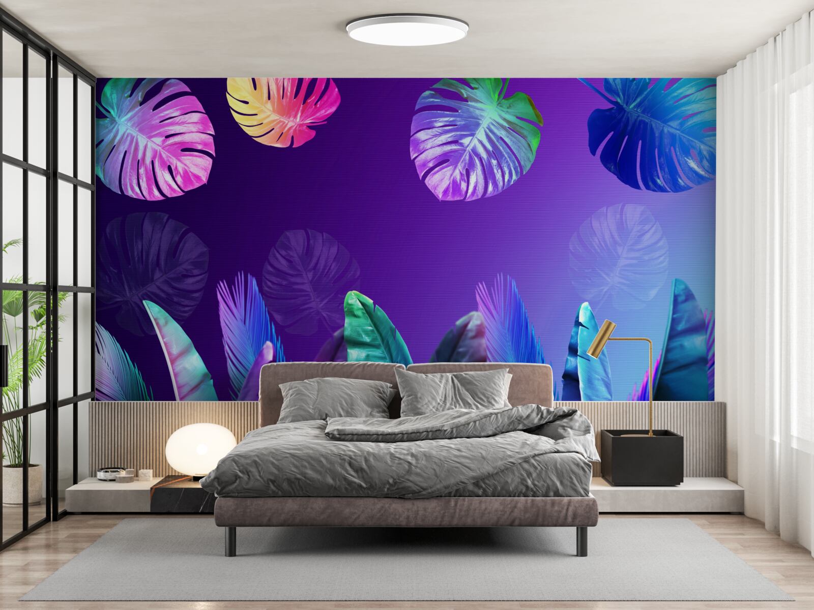 Фотошпалери тропічне листя в градієнтних відтінках