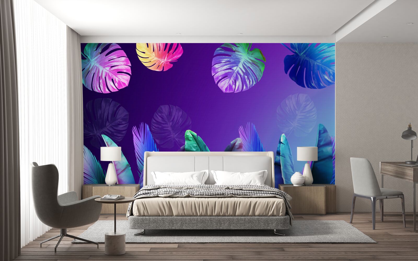 Фотошпалери тропічне листя в градієнтних відтінках