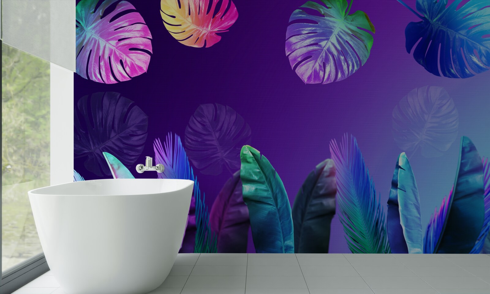 Фотошпалери тропічне листя в градієнтних відтінках