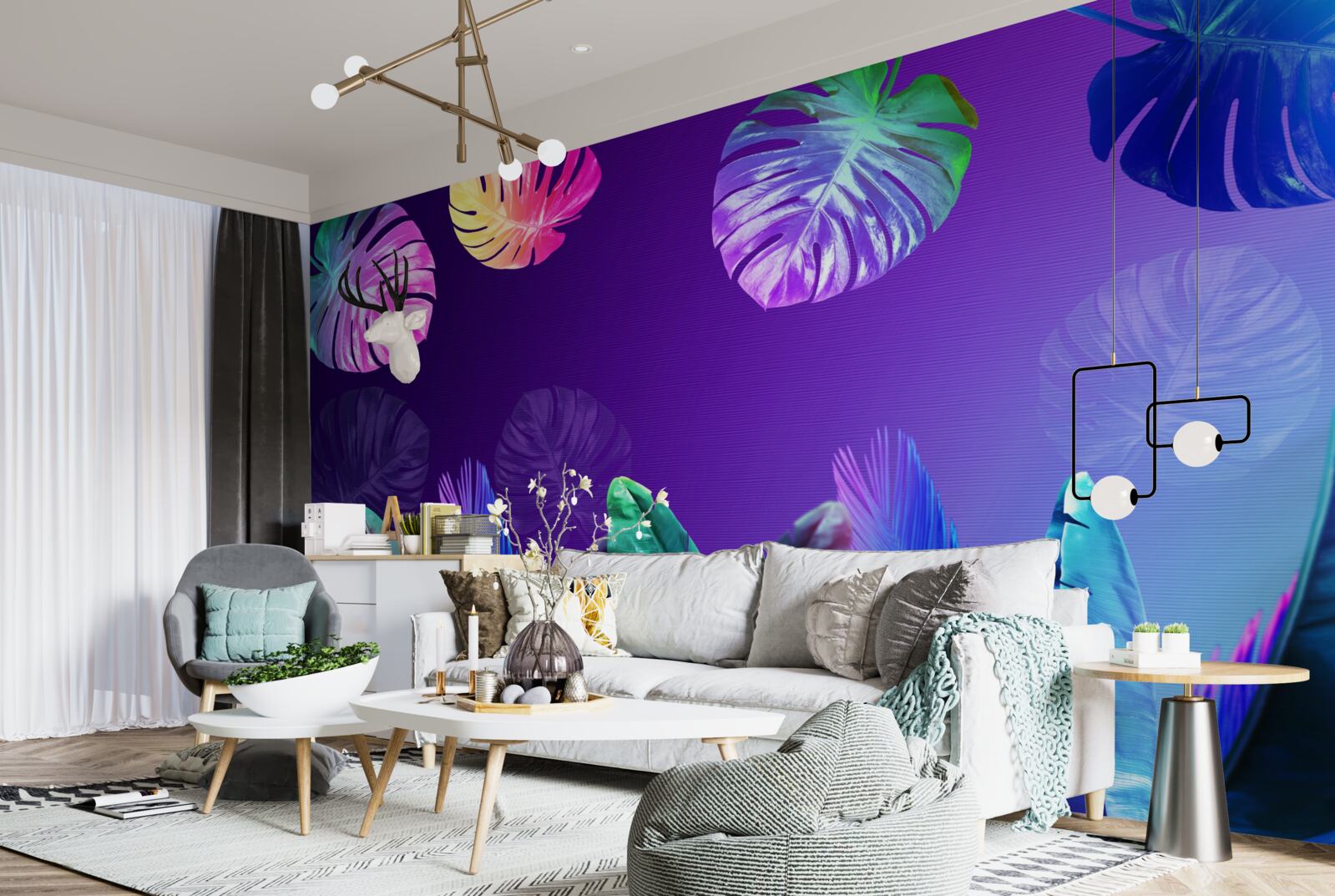 Фотошпалери тропічне листя в градієнтних відтінках