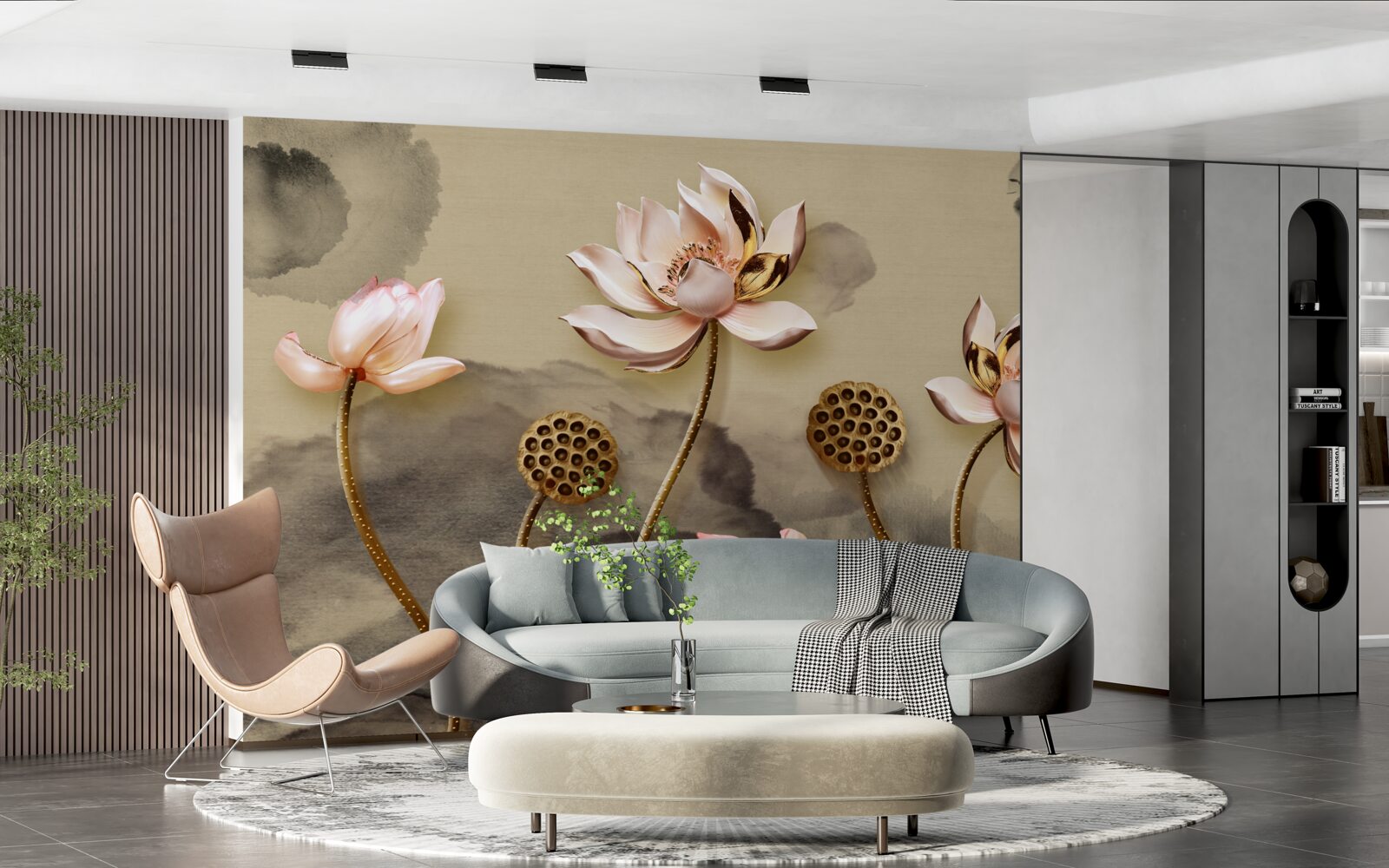 Фотошпалери бутони рожевих квітів гойдаються на вітрі