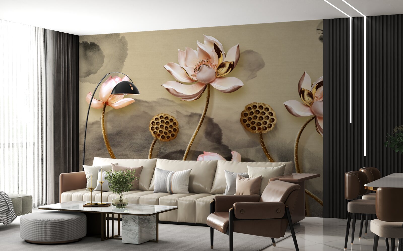 Фотошпалери бутони рожевих квітів гойдаються на вітрі