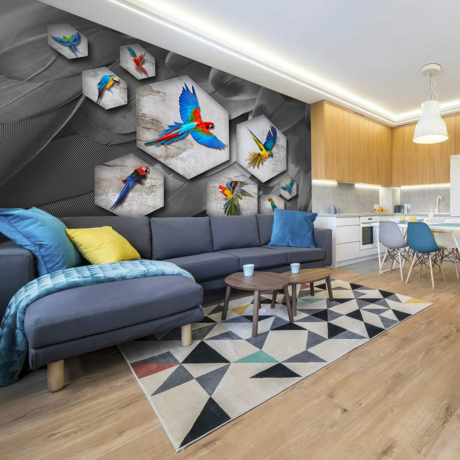 Фотошпалери різні види кольорових папуг