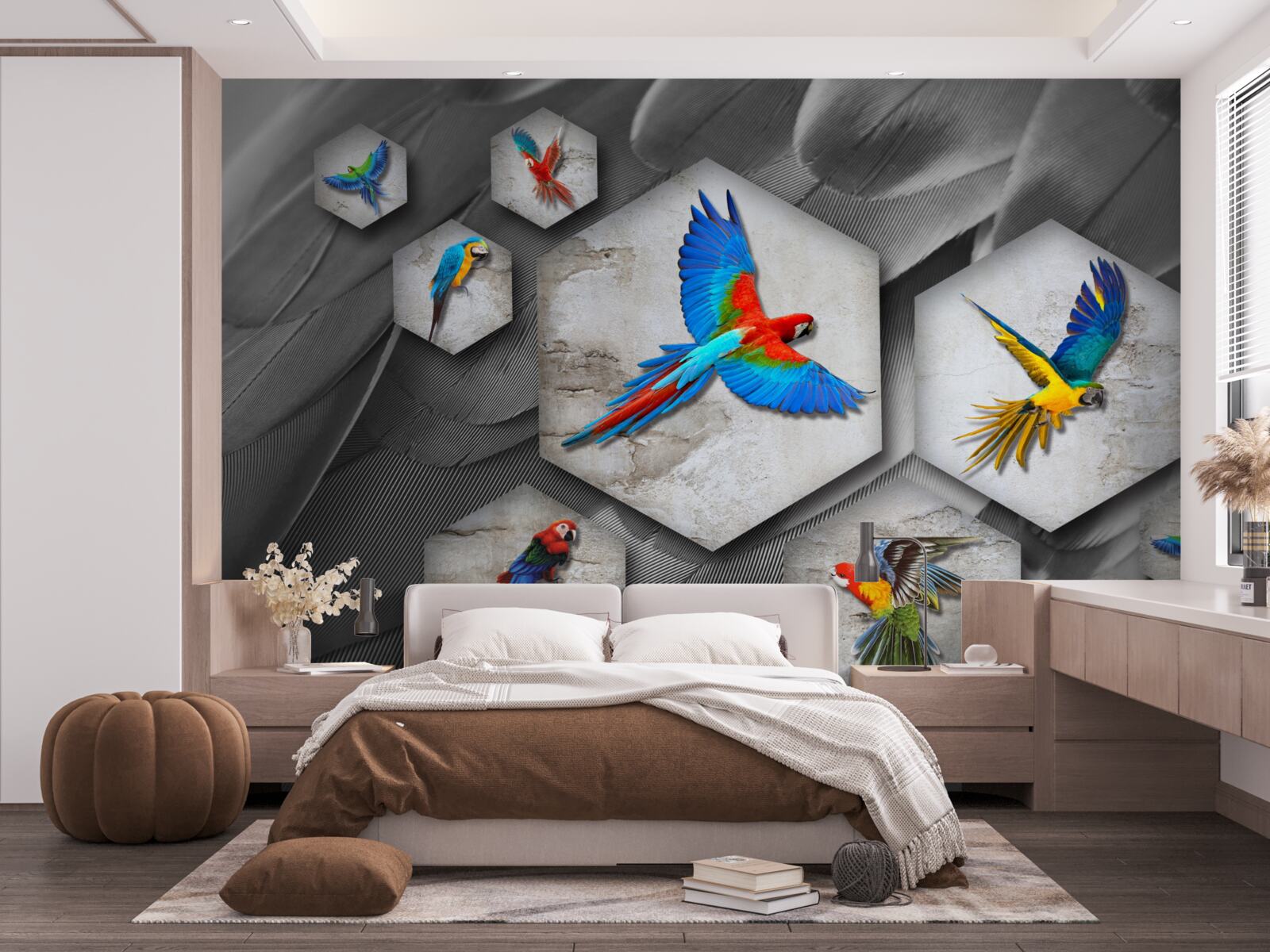 Фотошпалери різні види кольорових папуг