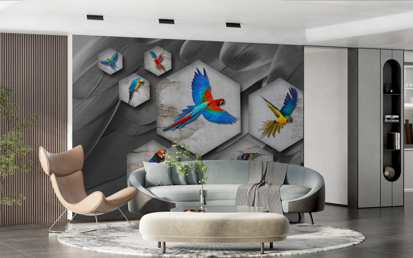 Фотошпалери різні види кольорових папуг