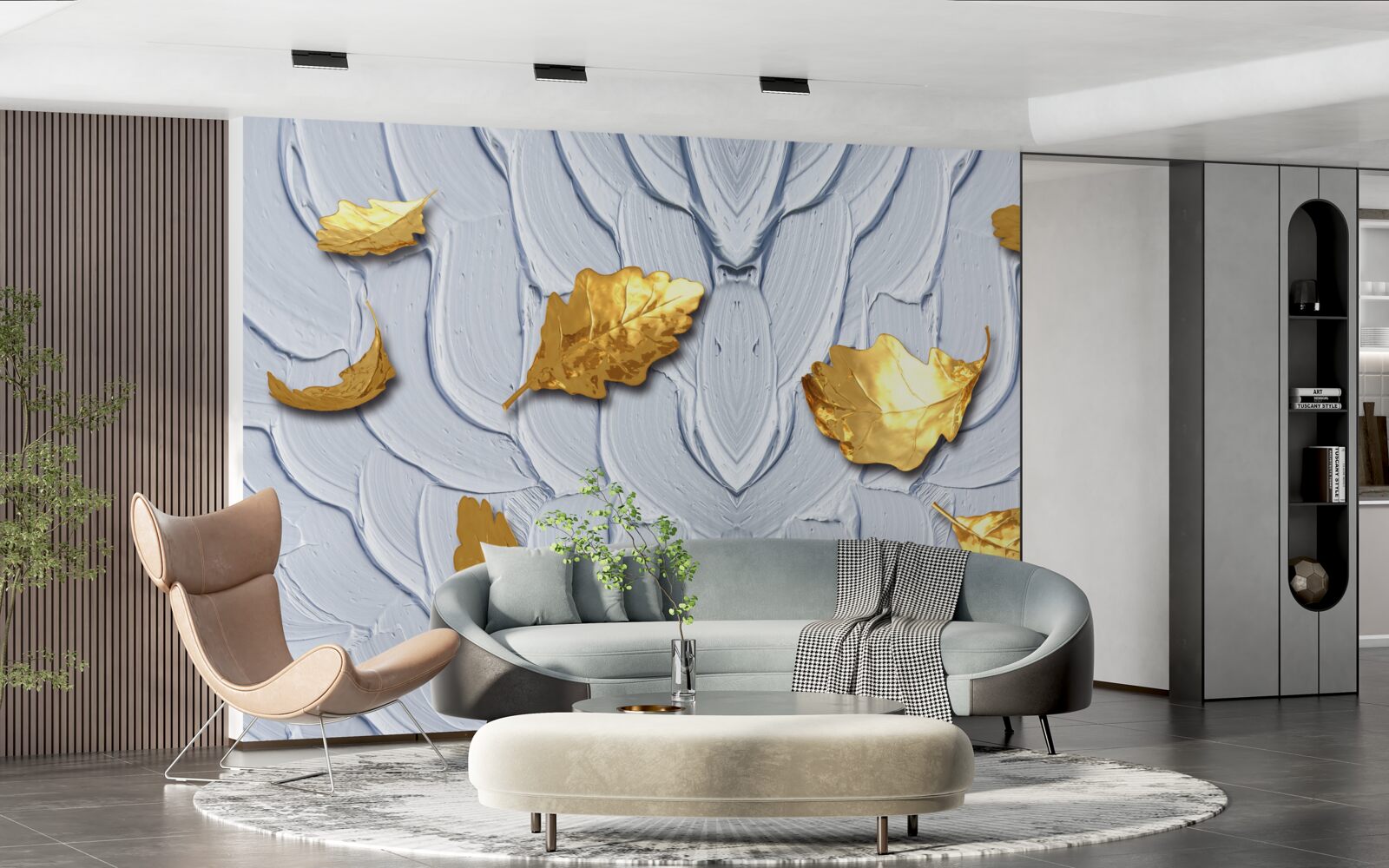 Фотошпалери на поверхні води осідає золоте листя