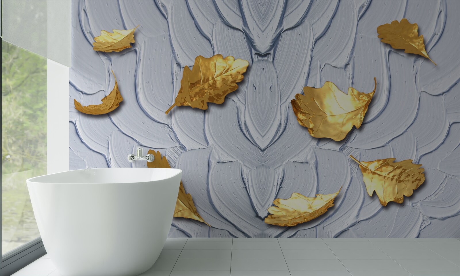 Фотошпалери на поверхні води осідає золоте листя