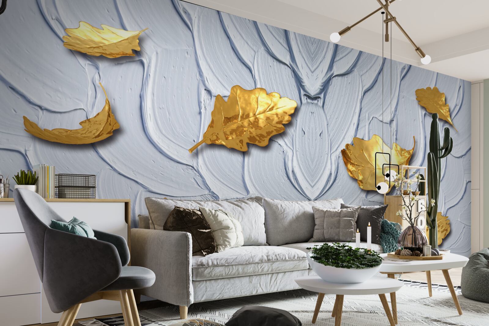 Фотошпалери на поверхні води осідає золоте листя