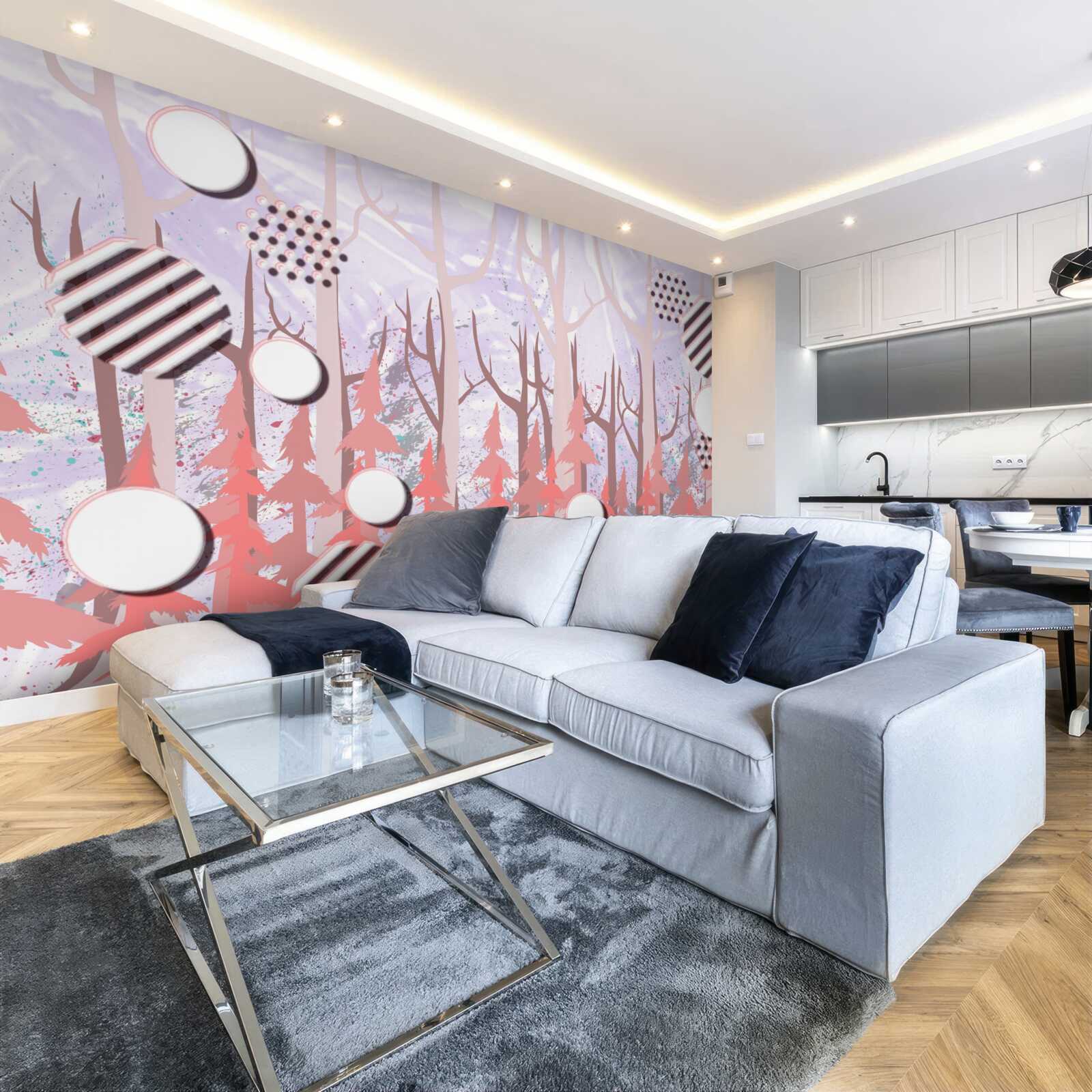 Фотошпалери абстрактне рожеве листя осіннього лісу