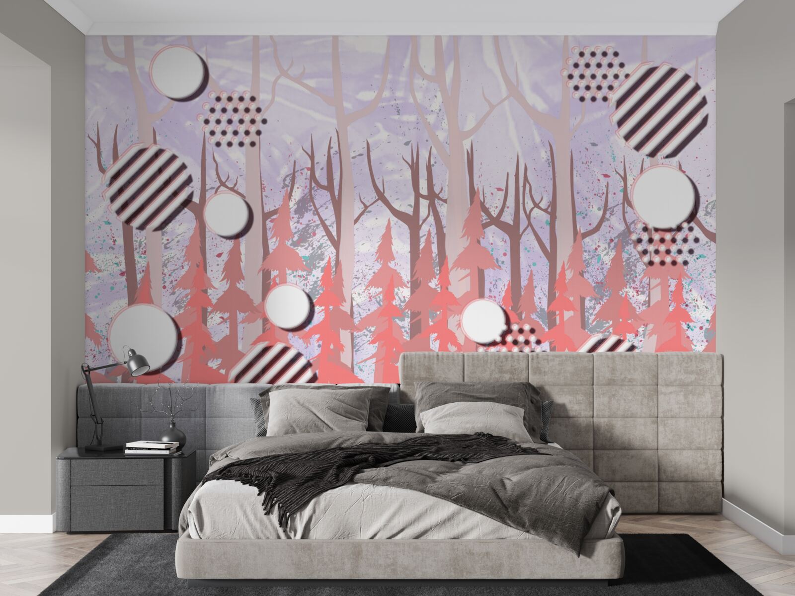 Фотошпалери абстрактне рожеве листя осіннього лісу