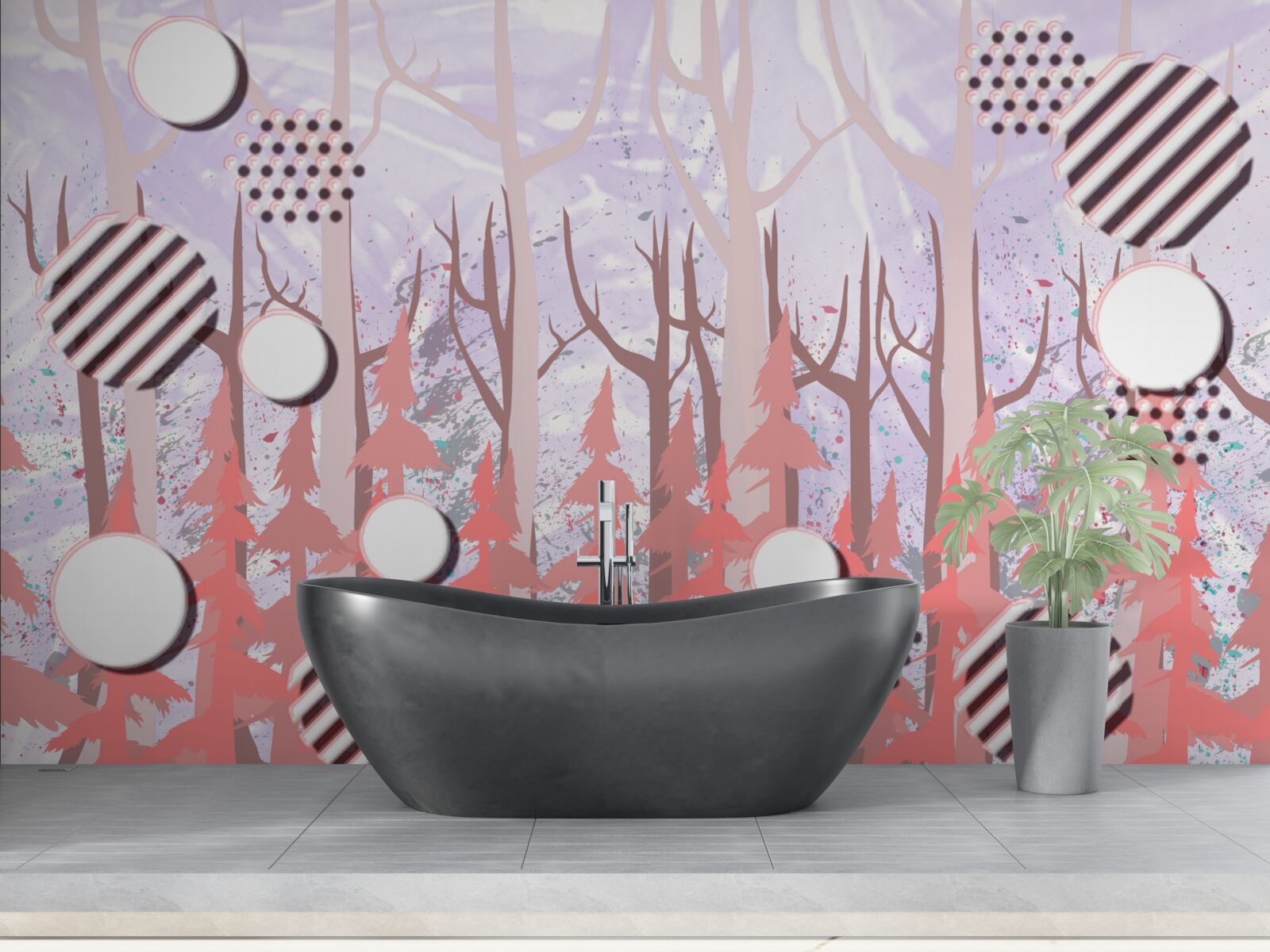 Фотошпалери абстрактне рожеве листя осіннього лісу