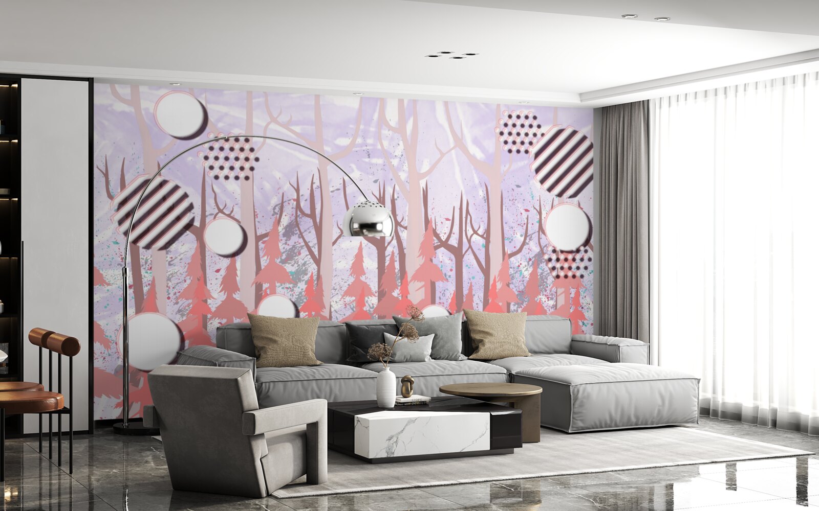 Фотошпалери абстрактне рожеве листя осіннього лісу