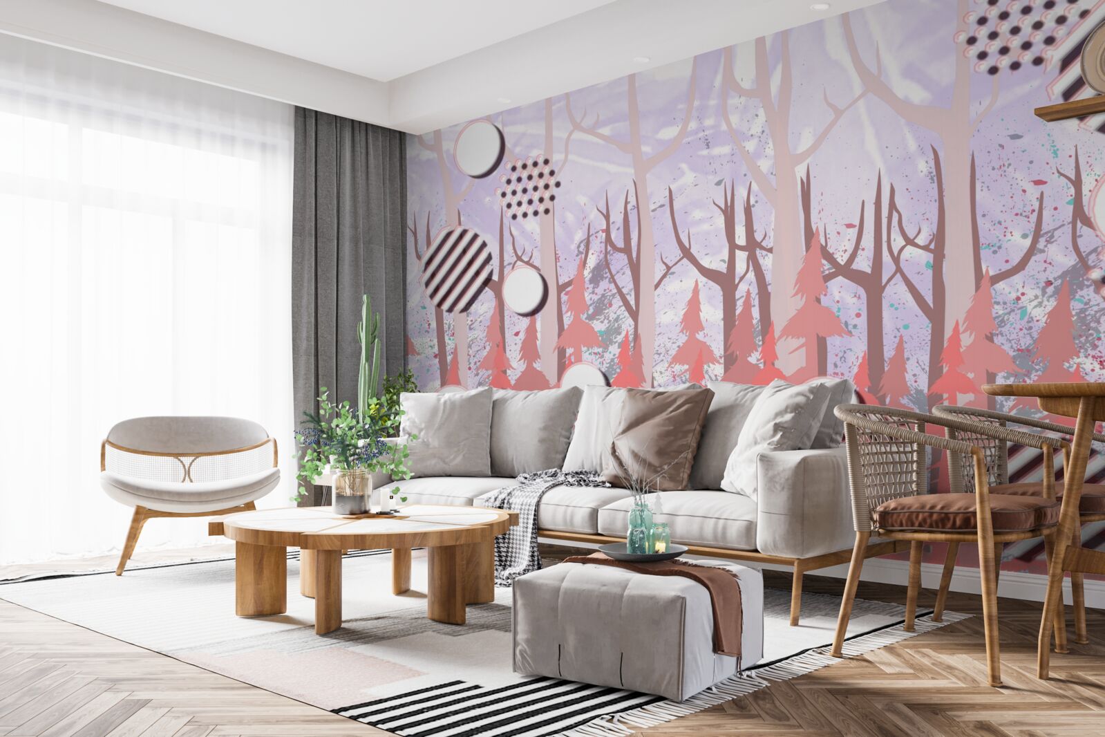 Фотошпалери абстрактне рожеве листя осіннього лісу