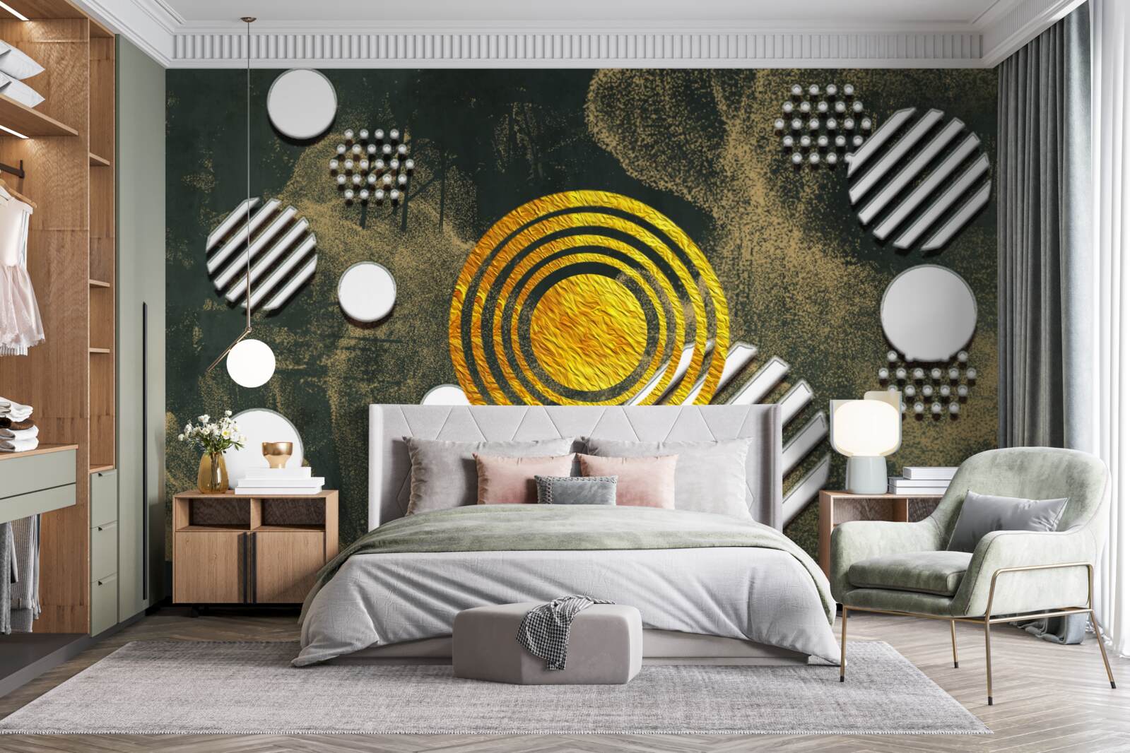 Фотошпалери злиття різних форм на туманному тлі